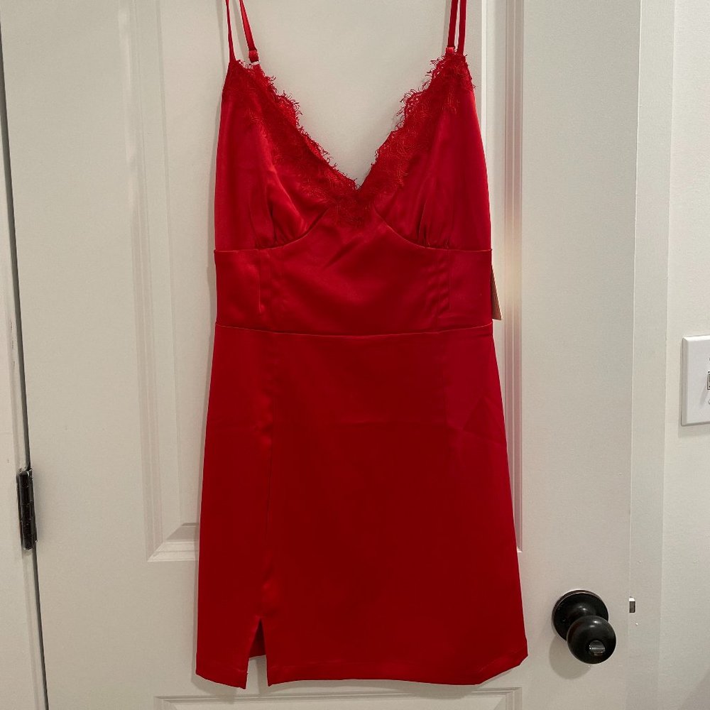 Beginning Boutique Wild Love Lace Mini Dress Red